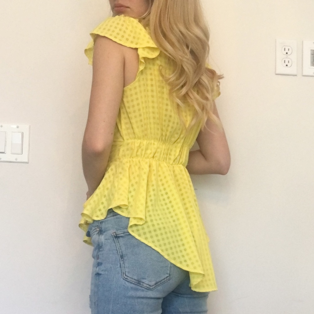 Yellow Peplum Ruffle Top - Picture 6 of 8